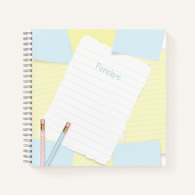 Doodle Draw Notizen Blau Gelbes Notizbuch (Vorderseite)