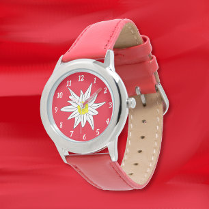 Doodle Edelweiss Blume Junge Anfängeruhr Armbanduhr