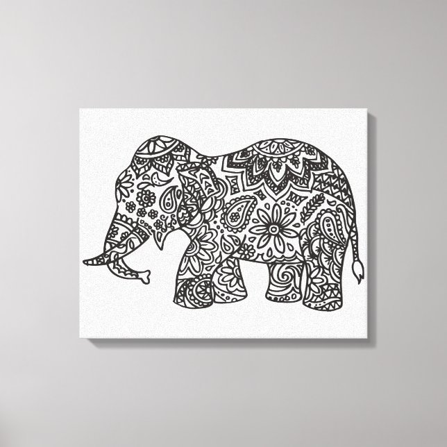 Doodle Elephant 6 Leinwanddruck (Vorderseite)