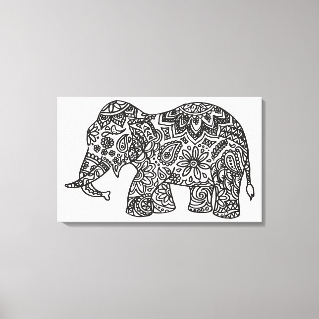 Doodle Elephant 6 Leinwanddruck (Vorderseite)