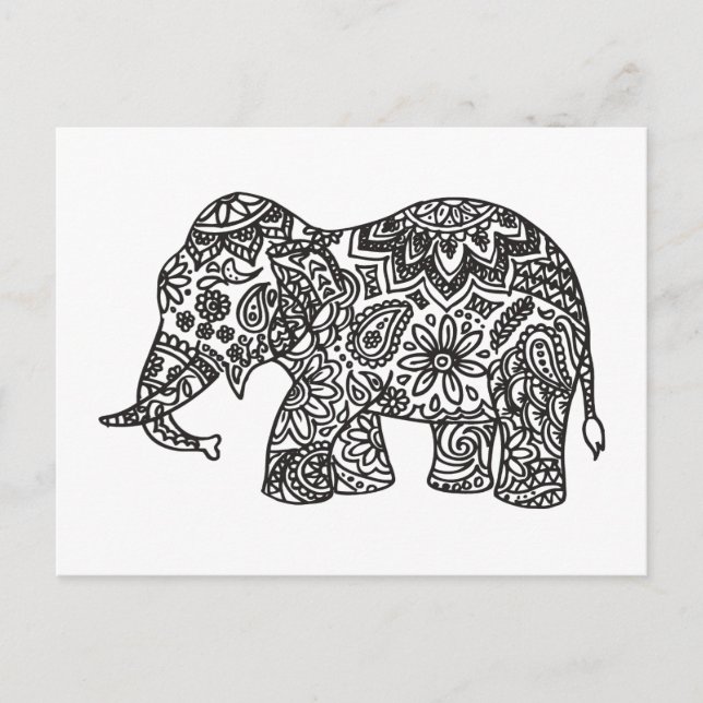 Doodle Elephant Postkarte (Vorderseite)