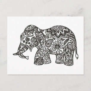 Doodle Elephant Postkarte