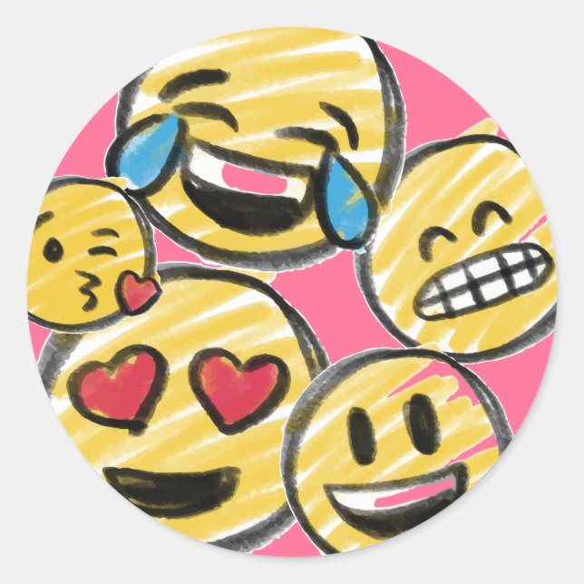 Doodle Emoji Cartoon Tween Teen Geburtstag Runder Aufkleber (Vorderseite)