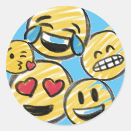 Doodle Emoji Cartoon Tween Teen Geburtstag Runder Aufkleber