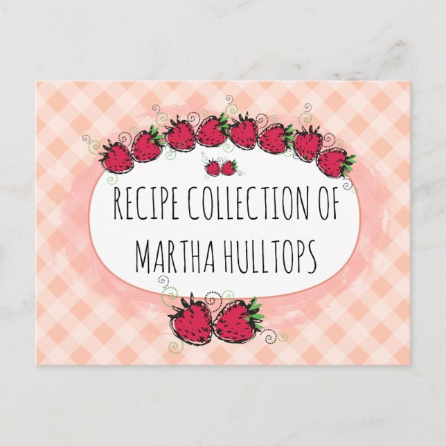 Doodle Erdbeeren personalisierte Rezeptkarte Postkarte (Vorderseite)