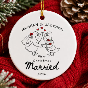 Doodle Erstes Weihnachten Verheiratet Ornament