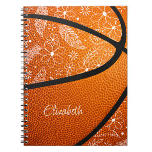 Doodle-Federn Paisley-Blumen Boho-Basketball Notizblock
