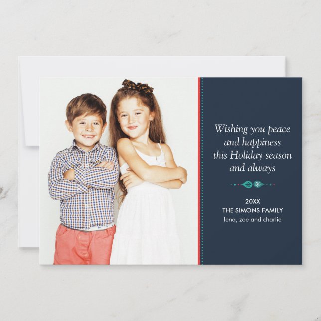 Doodle Festive Scandinavian Folk Art Holiday Foto Karte (Vorderseite)