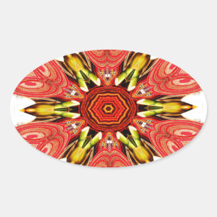 Doodle floral Art Print Ovaler Aufkleber