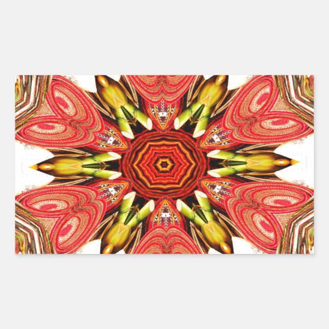 Doodle floral Art Print Rechteckiger Aufkleber (Vorderseite)