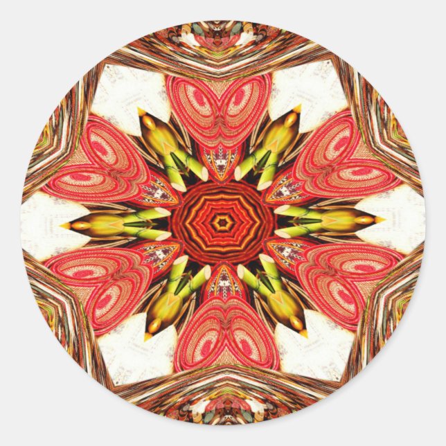 Doodle floral Art Print Runder Aufkleber (Vorderseite)