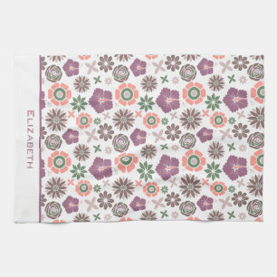 Doodle floral nahtlose Muster personalisierter Nam Geschirrtuch