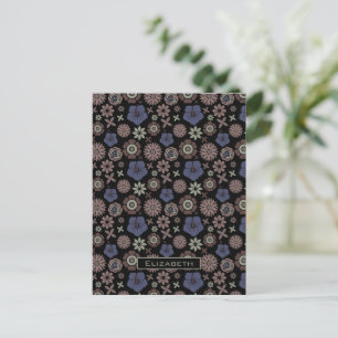 Doodle floral nahtlose Muster personalisierter Nam Postkarte