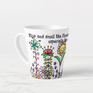 Doodle Flowers Latte Tasse Klein
