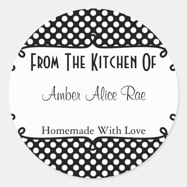 Doodle Frame Black&White Polka Dot Leckerei Runder Aufkleber (Vorderseite)