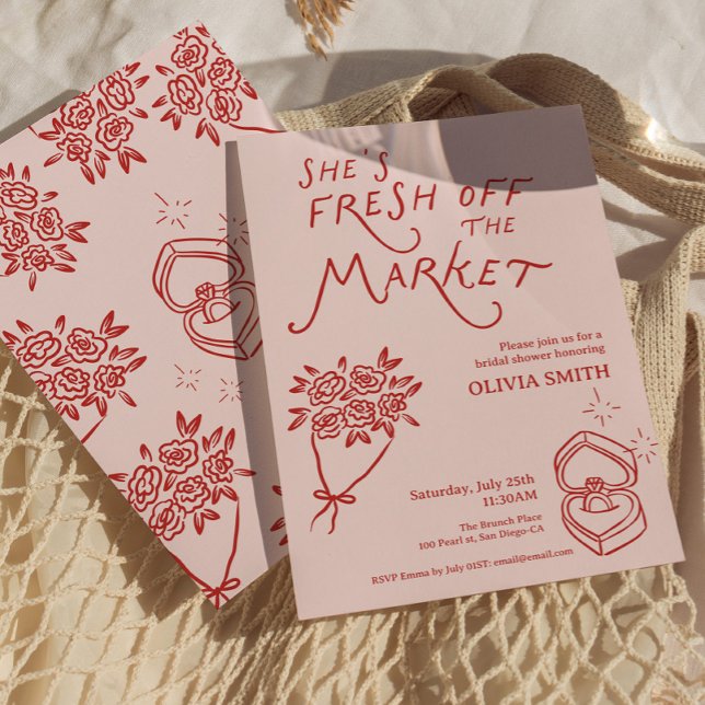 Doodle Frisch vom Markt-Brautparty Einladung (Doodle whimsical Fresh off the Market Bridal Shower)
