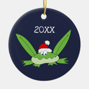 Doodle Frog mit Weihnachtsmannmütze Weihnachten Keramik Ornament