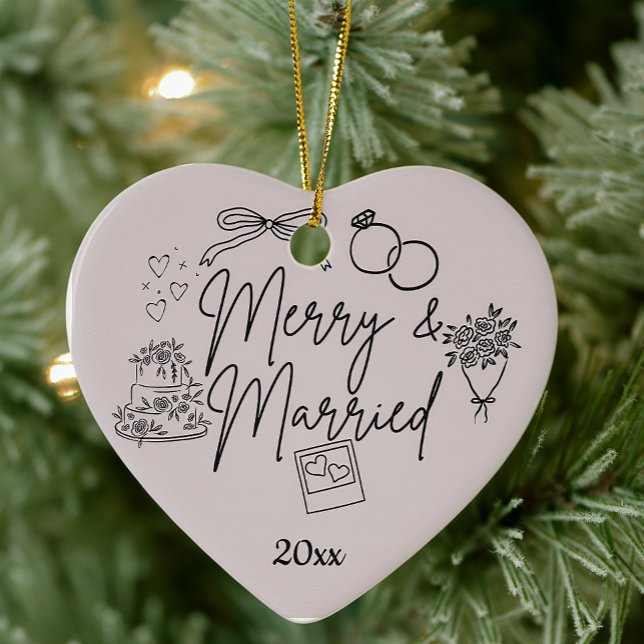 Doodle fröhlich und verheiratet keramik ornament (Von Creator hochgeladen)