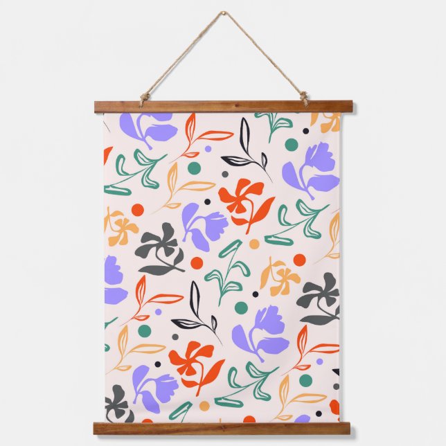 Doodle Garden Wandteppich Mit Holzrahmen (Vorderseite)