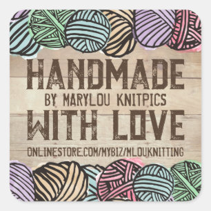 Doodle Garne personalisierte Strickwaren Quadratischer Aufkleber