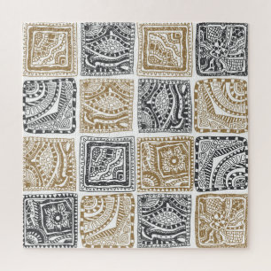 Doodle geometrisches, vintage abstraktes Muster. Puzzle