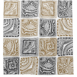 Doodle geometrisches, Vintages abstraktes Muster. Duschvorhang