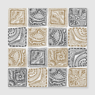 Doodle geometrisches, Vintages abstraktes Muster. Magnetkarte