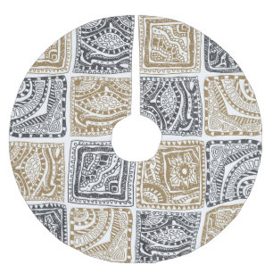 Doodle geometrisches, Vintages abstraktes Muster. Polyester Weihnachtsbaumdecke