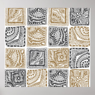 Doodle geometrisches, Vintages abstraktes Muster. Poster