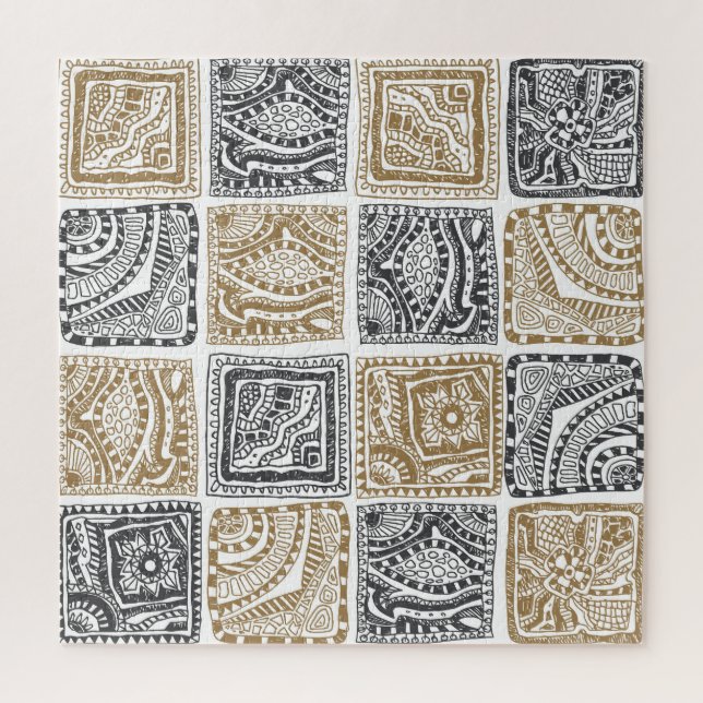 Doodle geometrisches, Vintages abstraktes Muster. Puzzle (Vertikal)