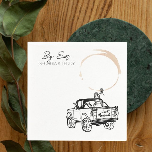Doodle Getaway Auto Hochzeitscocktail Serviette (Von Creator hochgeladen)