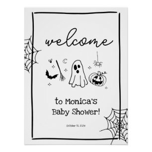 Doodle Halloween-Baby-Shower-Willkommensgruß Poster