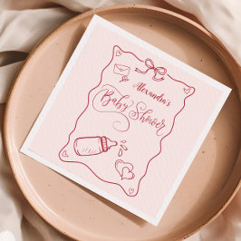 Doodle Hand Drawn Bow Baby Dusche Serviette