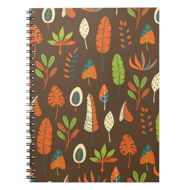 Doodle Hand Drawn Tropical Pattern mit Blätter auf Notizblock (Vorderseite)