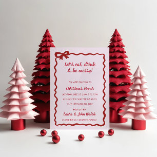 Doodle Hand gezeichnet Rosa Roter Bube Weihnachtsf Einladung