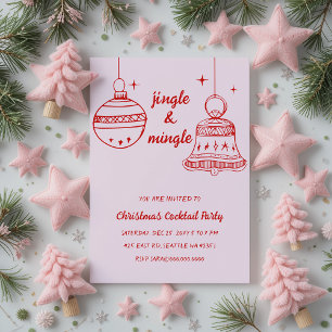 Doodle Hand gezeichnet Rosa Weihnachtsgebäck Party Einladung