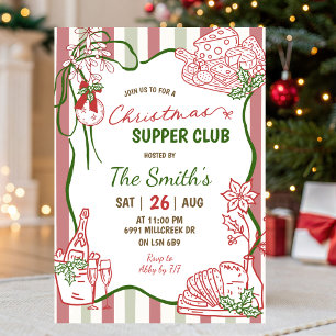 Doodle-Handgeschriebene Weihnachts-Supper-Club-Ein Einladung