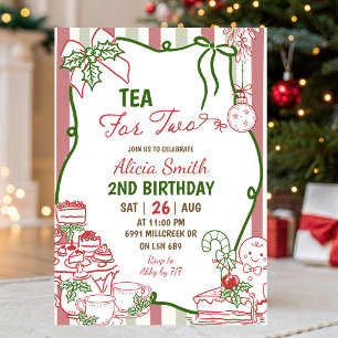 Doodle handgeschriebener Weihnachts-Tee-für-zwei G Einladung