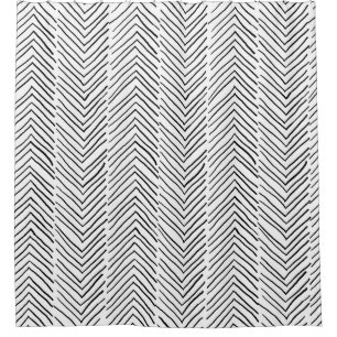Doodle Handmade Herringbone Boho Minimal Scandi Duschvorhang