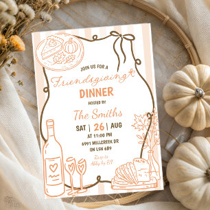 Doodle-Handschriftliche Friendsgiving-Dinner-Einla Einladung