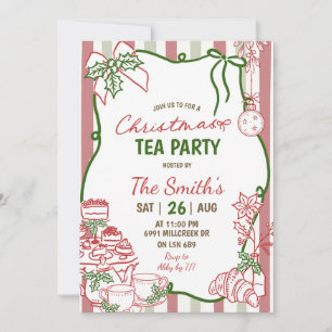 Doodle-Handschriftliche Weihnachts-Teeparty Einladung