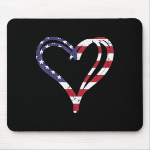 Doodle Heart US American Flag Memorial Day 4. Mousepad