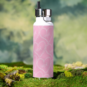 Doodle-Heart-Valentins-Wasserflasche Rosa Trinkflasche