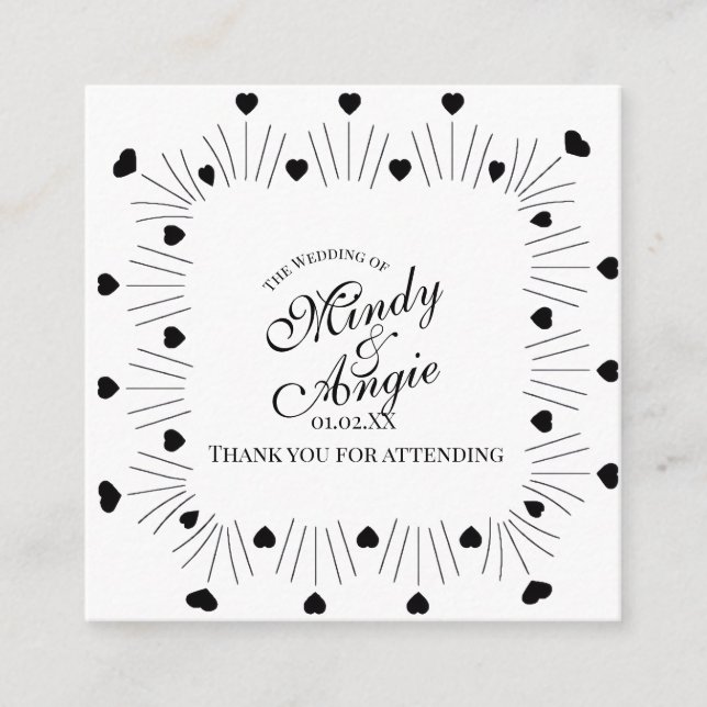 Doodle Hearts Frame Script Wedding Begleitkarte (Vorderseite)