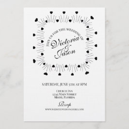 Doodle Hearts Frame Script Wedding Einladung