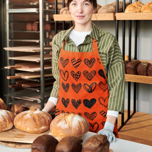 Doodle Hearts HandGezeichnet Illustration Schürze (Von Creator hochgeladen)