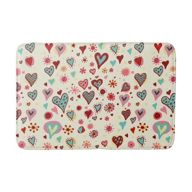 Doodle Hearts Muster Badematte (Vorderseite)