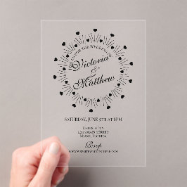 Doodle-Herzen-Rahmen-Skript-Hochzeit Acryleinladungen