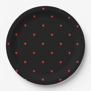 Doodle Herzmuster Red Black Custom Niedlich Lounge Pappteller