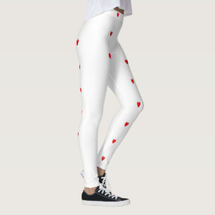 Doodle Herzmuster rot Weiß Niedliche Hübsche Leggings
